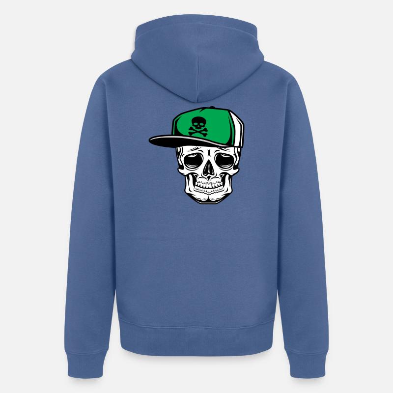 Old School Skull Baseball Cap - Veste à capuche bio Premium Unisexe - bleu pigeon