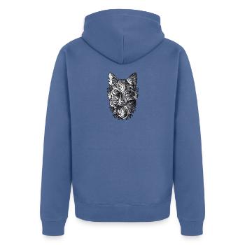 Fuchs Mit Schwarz Weiss Schattiernung - Unisex Premium Bio Zip Hoodie - Taubenblau - Hinten - Nico (187cm)
