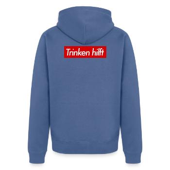 trinken - Unisex Premium Bio Zip Hoodie - Taubenblau - Hinten - Nico (187cm)