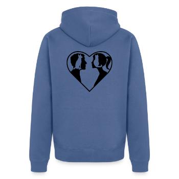 Love - a heart for animals dog cat - Unisex Premium Organic Zip Hoodie - stone blue - Back - Nico (187cm)