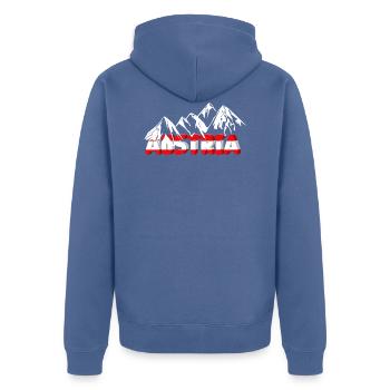 Austria mit Bergen - Unisex Premium Bio Zip Hoodie - Taubenblau - Hinten - Nico (187cm)