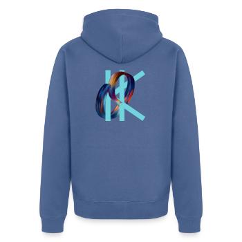 OK - Unisex Premium Organic Zip Hoodie - stone blue - Back - Nico (187cm)