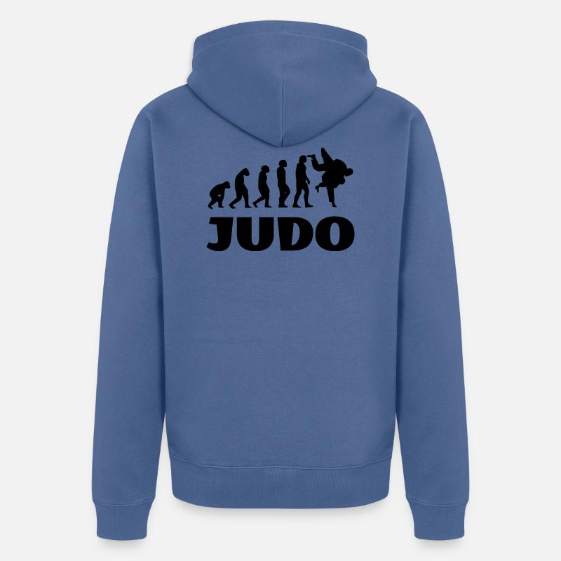 Judo Evolution Judoka Kaempfer auto-défense - Veste à capuche bio Premium Unisexe - bleu pigeon