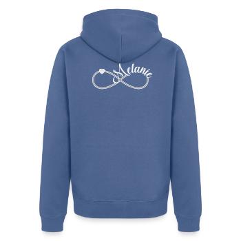 Melanie name first name - Unisex Premium Organic Zip Hoodie - stone blue - Back - Nico (187cm)