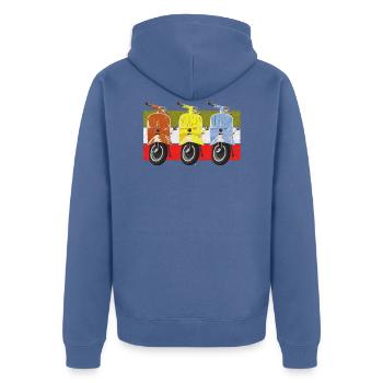 Scooter - Unisex Premium Organic Zip Hoodie - stone blue - Back - Nico (187cm)