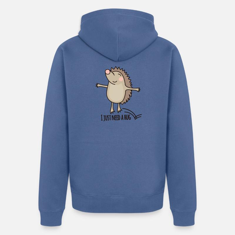 Cadeau câlin hérisson - Veste à capuche bio Premium Unisexe - bleu pigeon