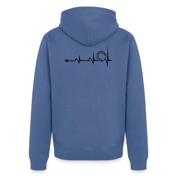 tennis trace cardiaque 1 - Veste à capuche bio Premium Unisexe - bleu pigeon - Dos - Nico (187cm)
