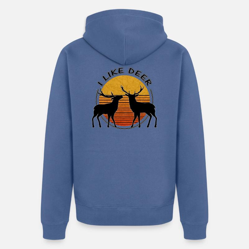 Deux cerfs - Veste à capuche bio Premium Unisexe - bleu pigeon