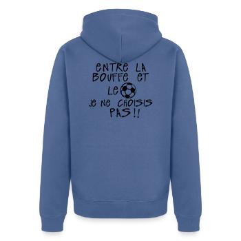 entre bouffe football choisi pas citation - Veste à capuche bio Premium Unisexe - bleu pigeon - Dos - Nico (187cm)