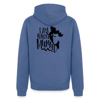 Im a mermaid - Unisex Premium Bio Zip Hoodie - Taubenblau - Hinten - Nico (187cm)