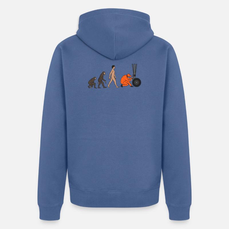 Aircraft Mechanic Evolution - Unisex Premium Bio Zip Hoodie - Taubenblau