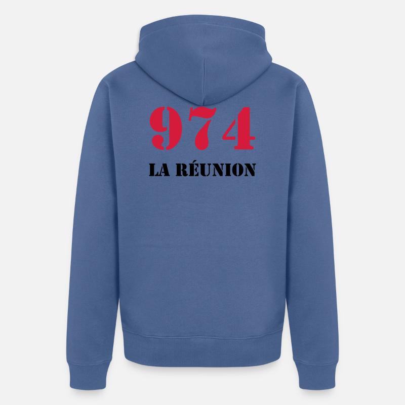 974 La Réunion - Veste à capuche bio Premium Unisexe - bleu pigeon