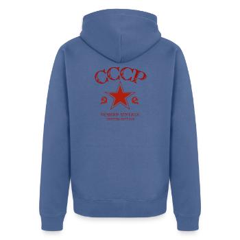 Stern - Russian Vintage Geschenk Russland - Unisex Premium Bio Zip Hoodie - Taubenblau - Hinten - Nico (187cm)