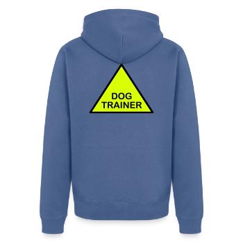 Triangle d’attention du dresseur de chiens - Veste à capuche bio Premium Unisexe - bleu pigeon - Dos - Nico (187cm)