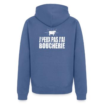 J'peux pas j'ai boucherie - Veste à capuche bio Premium Unisexe - bleu pigeon - Dos - Nico (187cm)
