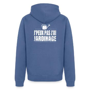 J'peux pas j'ai jardinage - Veste à capuche bio Premium Unisexe - bleu pigeon - Dos - Nico (187cm)