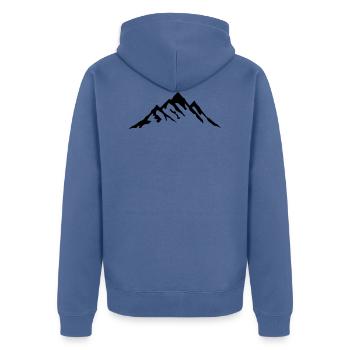 Mountain, Mountains - Unisex Premium Organic Zip Hoodie - stone blue - Back - Nico (187cm)