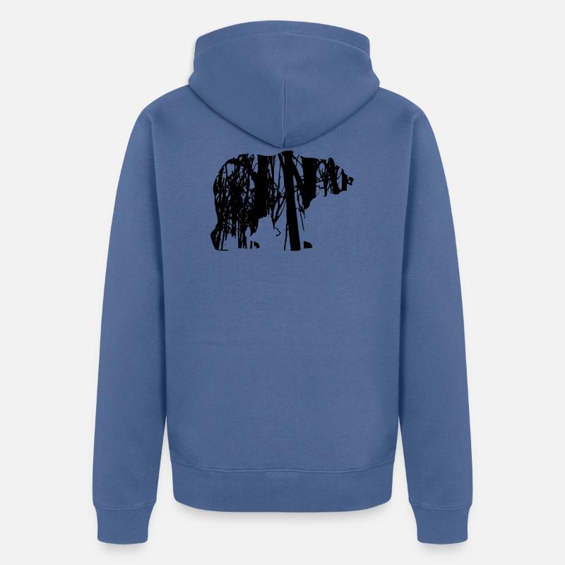 Ours dans la forêt - Veste à capuche bio Premium Unisexe - bleu pigeon