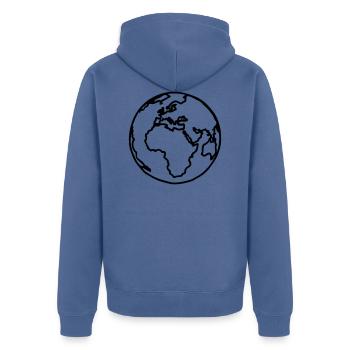 planete terre bleu - Veste à capuche bio Premium Unisexe - bleu pigeon - Dos - Nico (187cm)