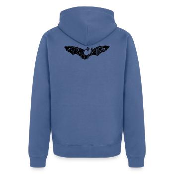 bat - Unisex Premium Organic Zip Hoodie - stone blue - Back - Nico (187cm)