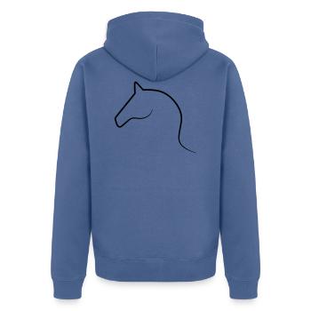 Cheval de dessin au trait - Veste à capuche bio Premium Unisexe - bleu pigeon - Dos - Nico (187cm)