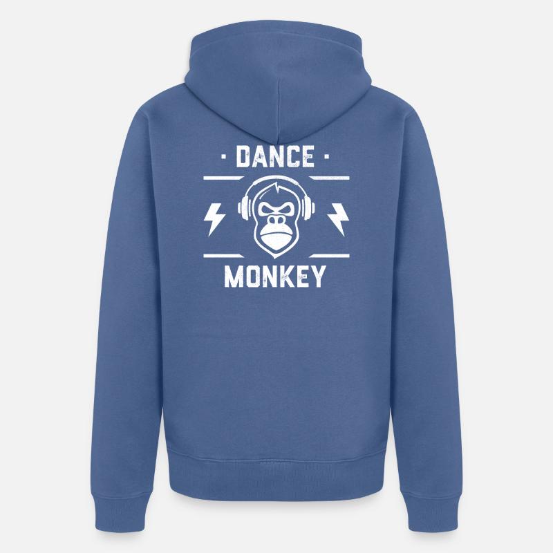 Dance Monkey - Monkey DJ - Veste à capuche bio Premium Unisexe - bleu pigeon