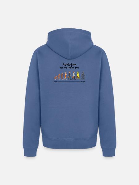 Evolutie Het ziet er niet goed uit - Uniseks Premium bio ziphoodie - duifblauw