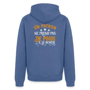 Humour patron idée cadeau parfaite pour directeur - Veste à capuche bio Premium Unisexe - bleu pigeon - Dos - Nico (187cm)
