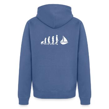 Evolution sailing - Unisex Premium Organic Zip Hoodie - stone blue - Back - Nico (187cm)