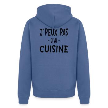 Je Peux Pas J'ai Cuisine - Veste à capuche bio Premium Unisexe - bleu pigeon - Dos - Nico (187cm)