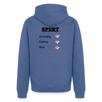Sport - Unisex Premium Bio Zip Hoodie - Taubenblau - Hinten - Nico (187cm)