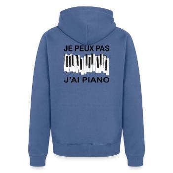 Je Peux Pas J'ai Piano - Veste à capuche bio Premium Unisexe - bleu pigeon - Dos - Nico (187cm)