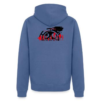 One PIece Fan Art - Unisex Premium Bio Zip Hoodie - Taubenblau - Hinten - Nico (187cm)