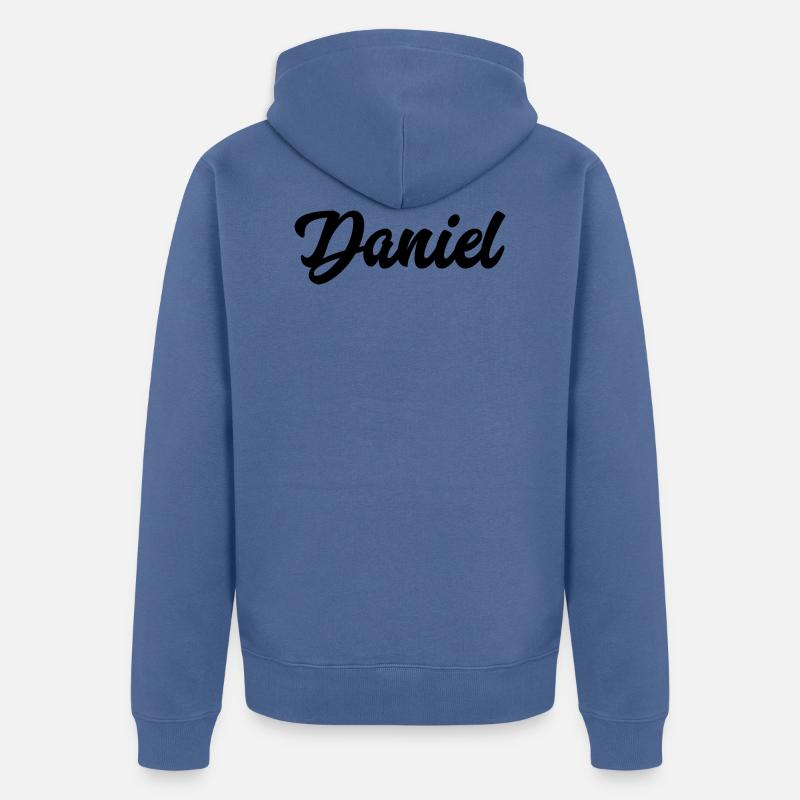 Daniel Custom Text Nom d’anniversaire - Veste à capuche bio Premium Unisexe - bleu pigeon