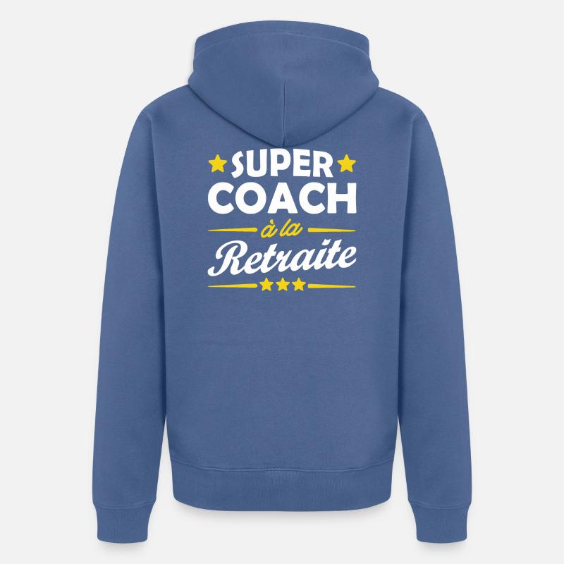 super coach à la retraite - Veste à capuche bio Premium Unisexe - bleu pigeon