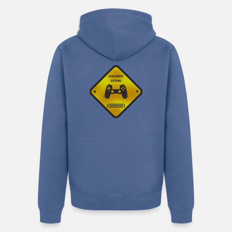 Avertissement Zone de joueur - Veste à capuche bio Premium Unisexe - bleu pigeon