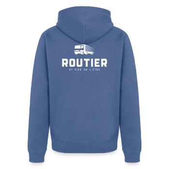 Routier et fier de l'être - Veste à capuche bio Premium Unisexe - bleu pigeon - Dos - Nico (187cm)