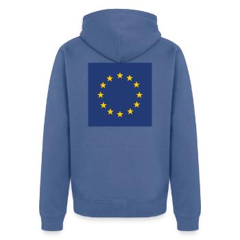 Cadeau du drapeau européen - Cadeau du drapeau de l’Union européenne - Veste à capuche bio Premium Unisexe - bleu pigeon - Dos - Nico (187cm)