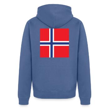Drapeau de la Norvège - Cadeau norvégien de fierté - Veste à capuche bio Premium Unisexe - bleu pigeon - Dos - Nico (187cm)