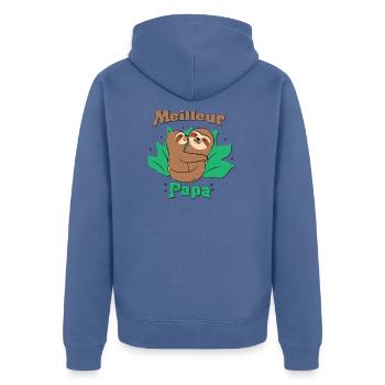 Best Dad - Unisex Premium Organic Zip Hoodie - stone blue - Back - Nico (187cm)