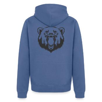 Bären - Unisex Premium Bio Zip Hoodie - Taubenblau - Hinten - Nico (187cm)