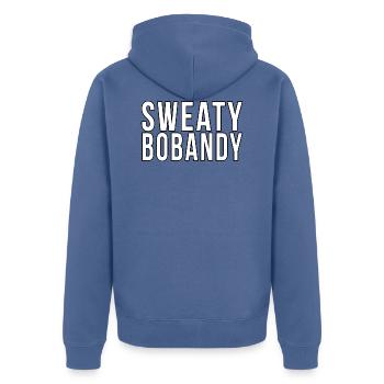 Sweaty Bobandy - Unisex Premium Organic Zip Hoodie - stone blue - Back - Nico (187cm)