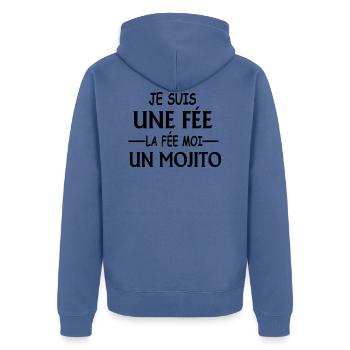 je suis une fée la fée moi un mojito - Veste à capuche bio Premium Unisexe - bleu pigeon - Dos - Nico (187cm)