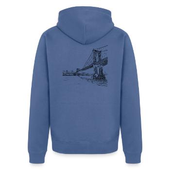 Brücke - Unisex Premium Bio Zip Hoodie - Taubenblau - Hinten - Nico (187cm)