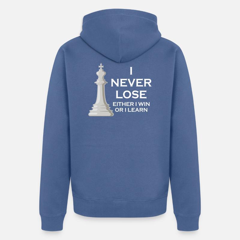 Ich verliere nie, ich gewinne oder ich lerne Schach - Unisex Premium Bio Zip Hoodie - Taubenblau
