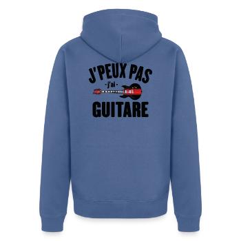 Je Peux Pas J'ai Guitare Cadeau Guitariste - Veste à capuche bio Premium Unisexe - bleu pigeon - Dos - Nico (187cm)