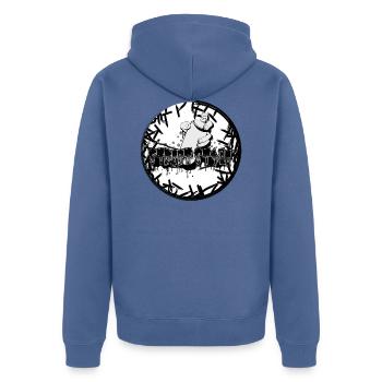 Steet Style - Unisex Premium Bio Zip Hoodie - Taubenblau - Hinten - Nico (187cm)