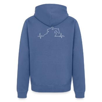 Saut d’obstacles ECG - Veste à capuche bio Premium Unisexe - bleu pigeon - Dos - Nico (187cm)