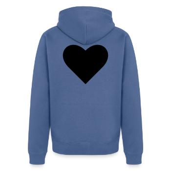 Black Heart - Unisex Premium Bio Zip Hoodie - Taubenblau - Hinten - Nico (187cm)