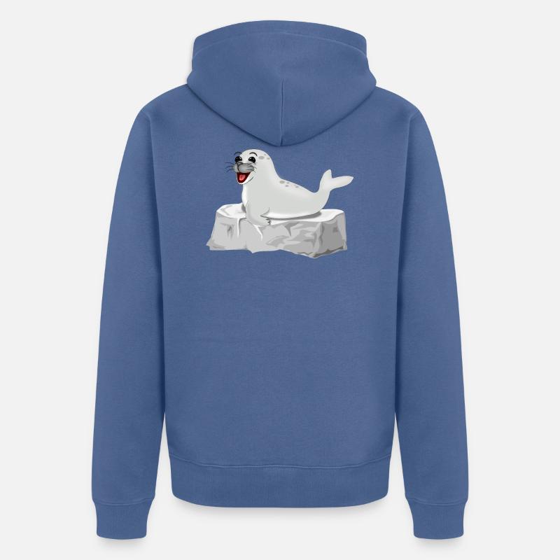 Phoque rieur sur le rocher - Veste à capuche bio Premium Unisexe - bleu pigeon